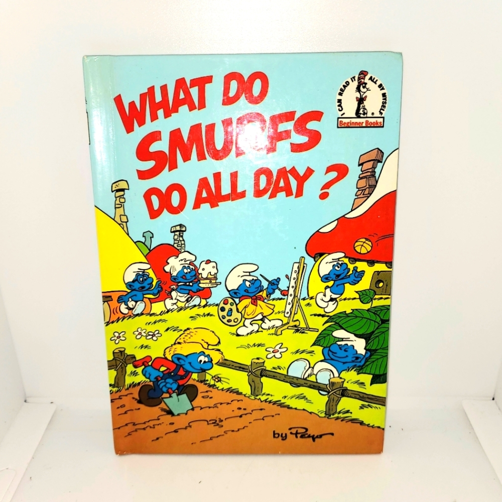 Vintage 80s SMURFS book "What Do Smurfs Do All Day"